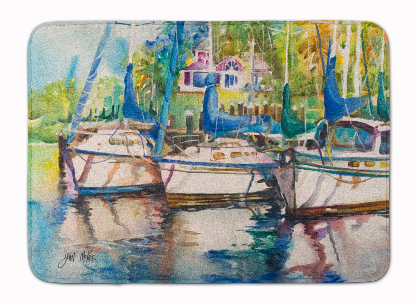 Safe Harbour Sailboats Memory Foam Kitchen Mat Machine Washable Anti-Fatigue Cushion Comfort Bath or Kitchen Rug