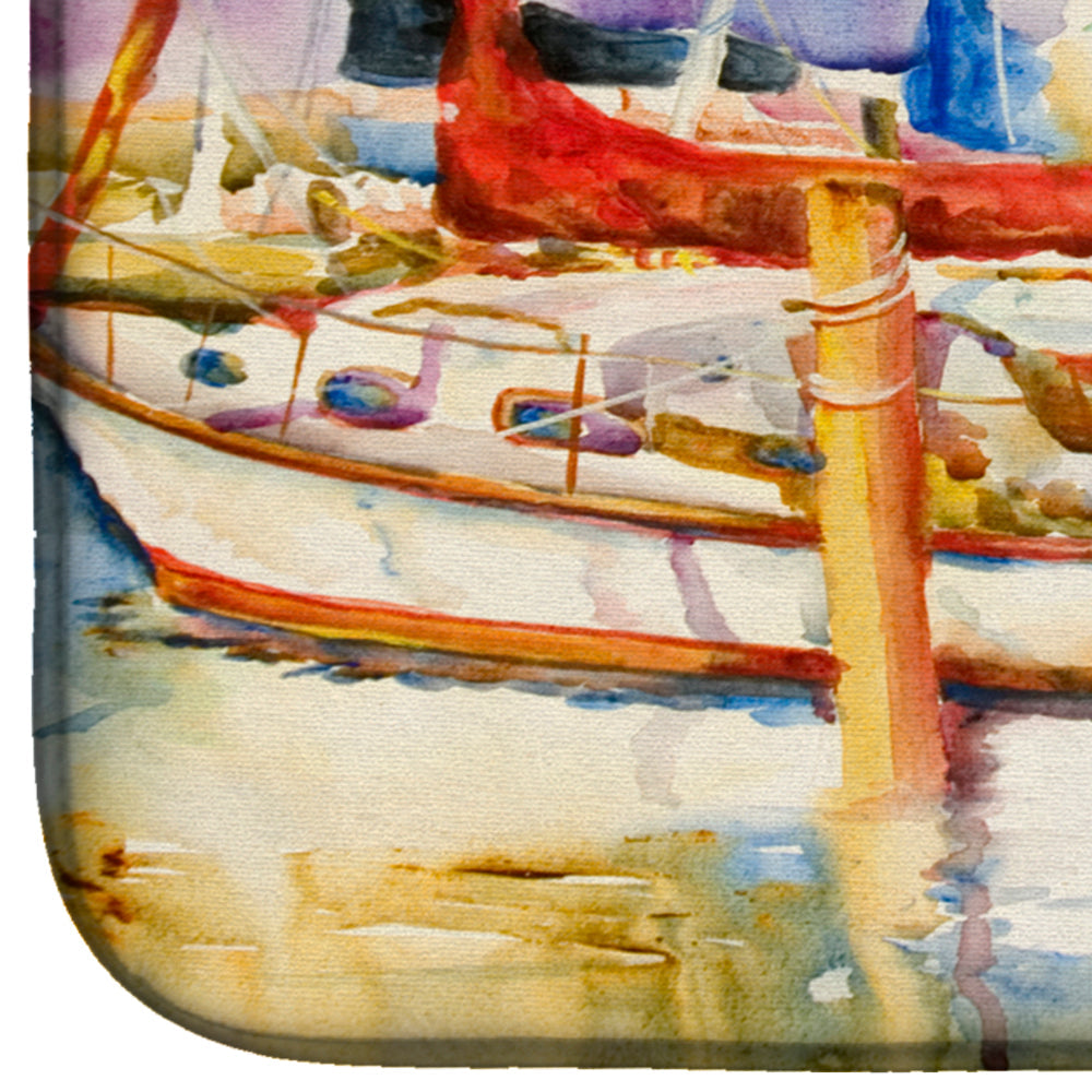 Run Away Sailboats Dish Drying Mat Absorbent Dish Drying Mat Pad for Kitchen Counter Dish Drainer Mat for Countertop, 14 x 21", Multicolor