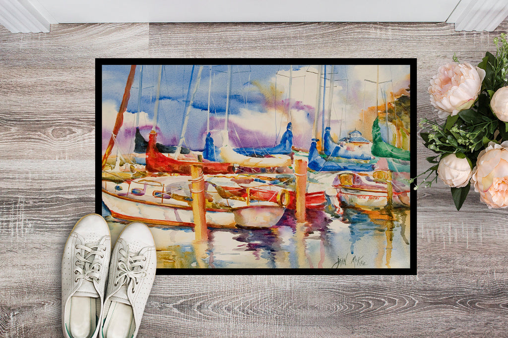 Run Away Sailboats Doormat Indoor Outdoor 24H X 36W Front Door Mat Rugs for Entryway, Non Slip Washable Low Pile,
