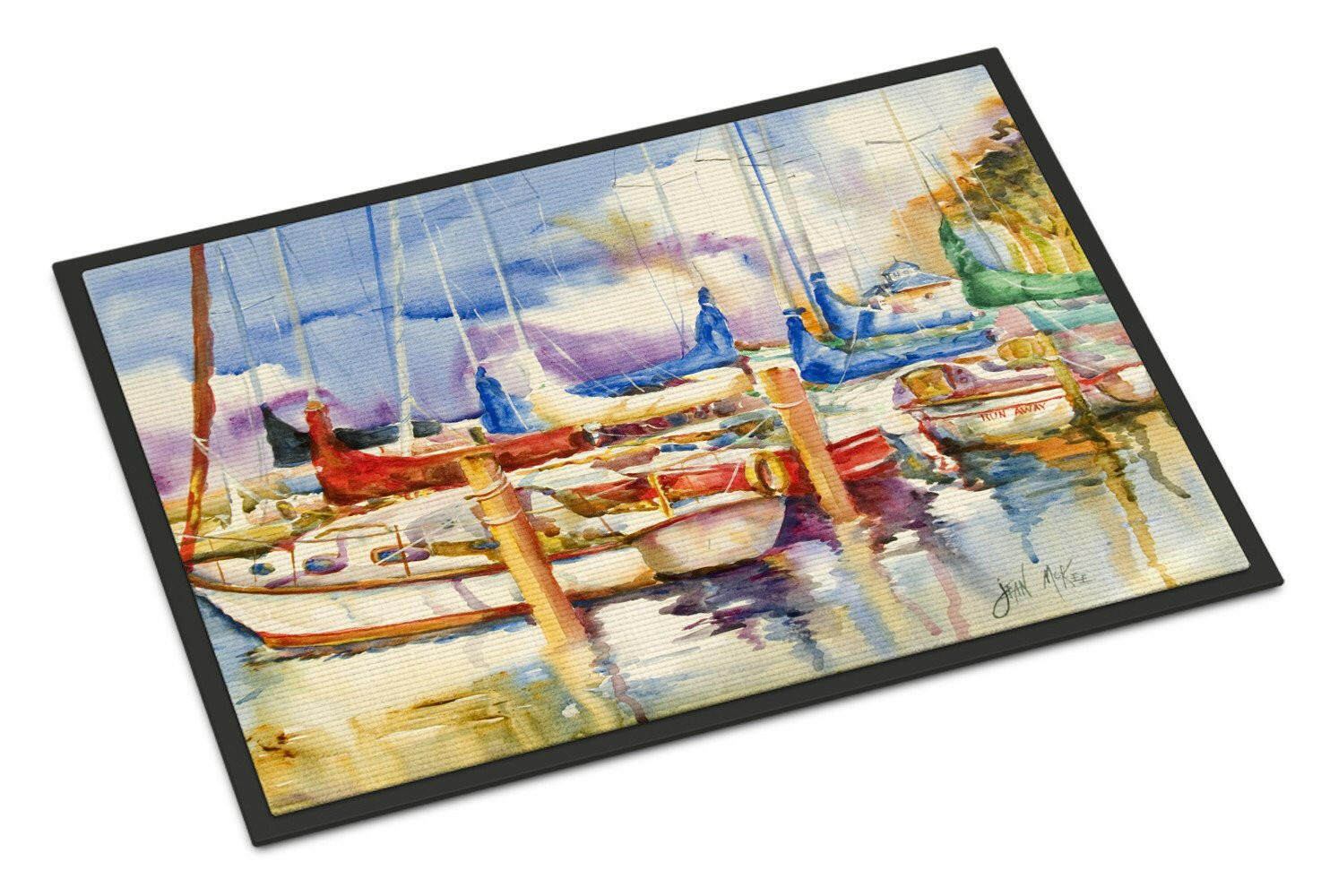 Run Away Sailboats Doormat Indoor Outdoor 18H X 27W Front Door Mat Rugs for Entryway, Non Slip Washable