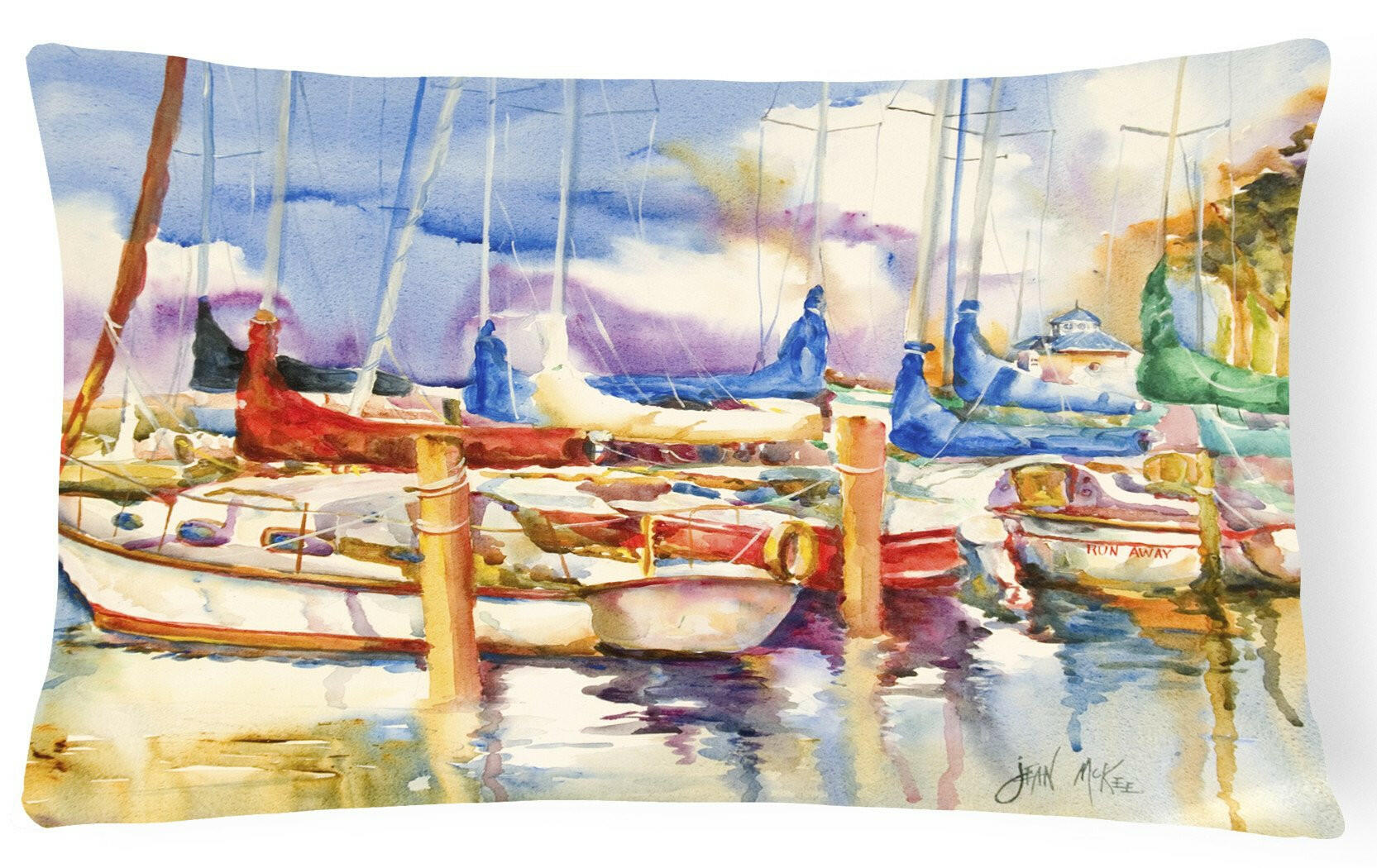Run Away Sailboats Decorative Throw Pillow 12x16 Indoor Outdoor Accent Cushion, Fabric Cover with Insert for Sofa, Bed, Porch & Living Room