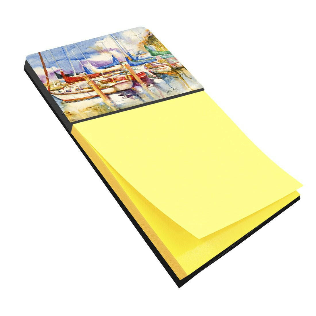Run Away Sailboats Watercolor Sticky Note Holder Refillable Dispenser Desk Accessory 3x3 Pad Gift