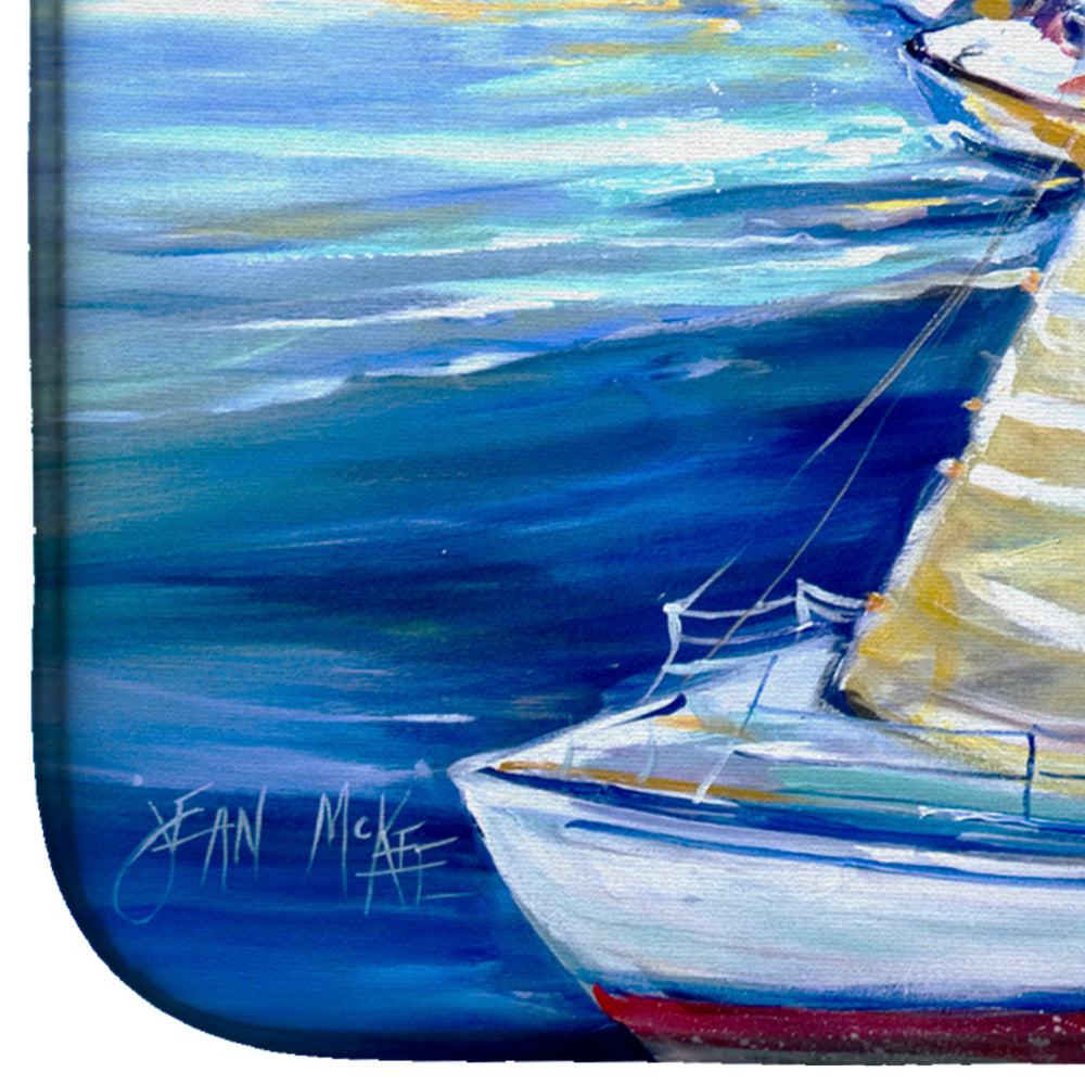 Rock my Boat Sailboats Dish Drying Mat Absorbent Dish Drying Mat Pad for Kitchen Counter Dish Drainer Mat for Countertop, 14 x 21", Multicolor