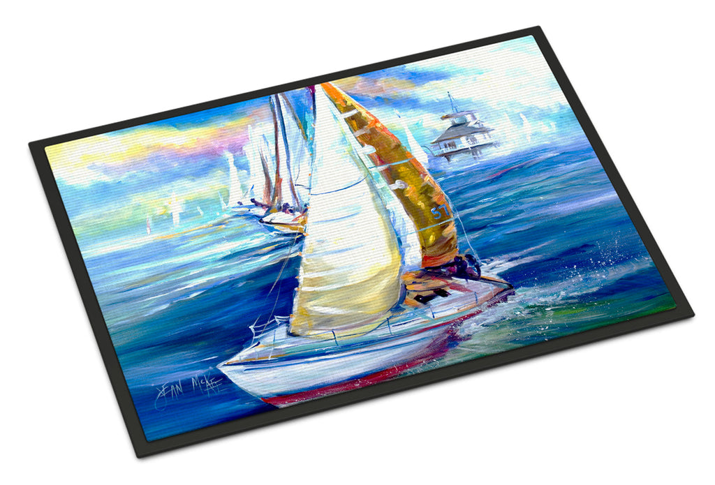 Rock my Boat Sailboats Doormat Indoor Outdoor 24H X 36W Front Door Mat Rugs for Entryway, Non Slip Washable Low Pile,