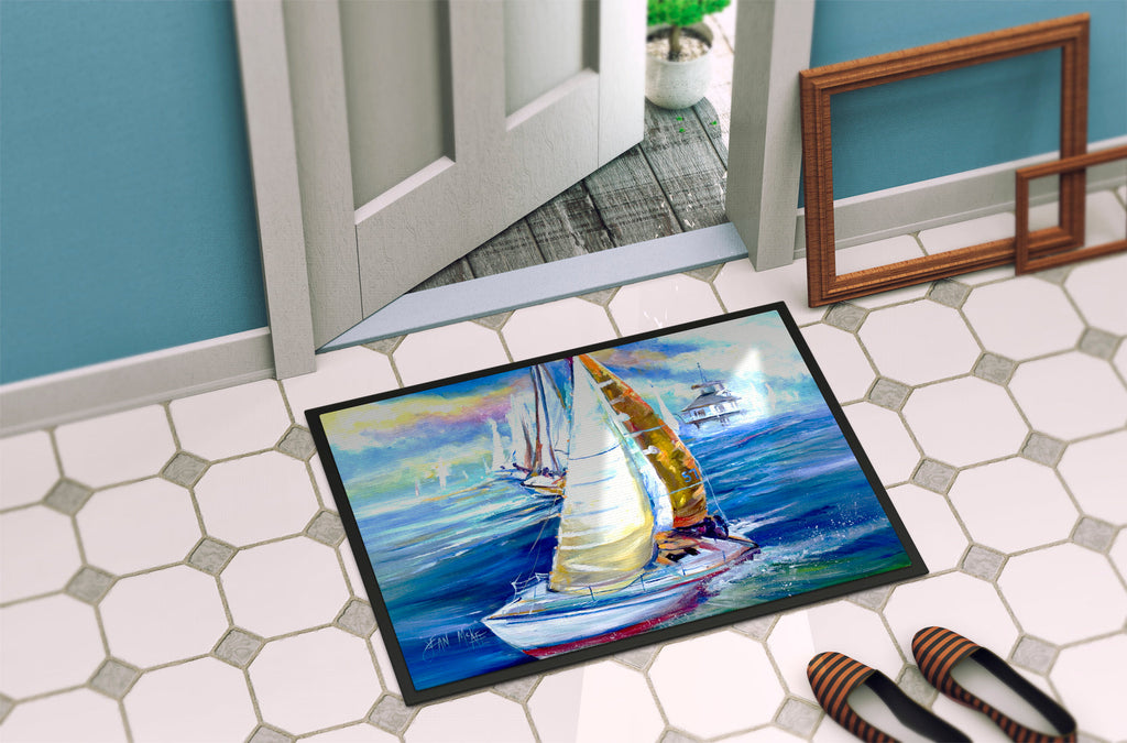 Rock my Boat Sailboats Doormat Indoor Outdoor 24H X 36W Front Door Mat Rugs for Entryway, Non Slip Washable Low Pile,
