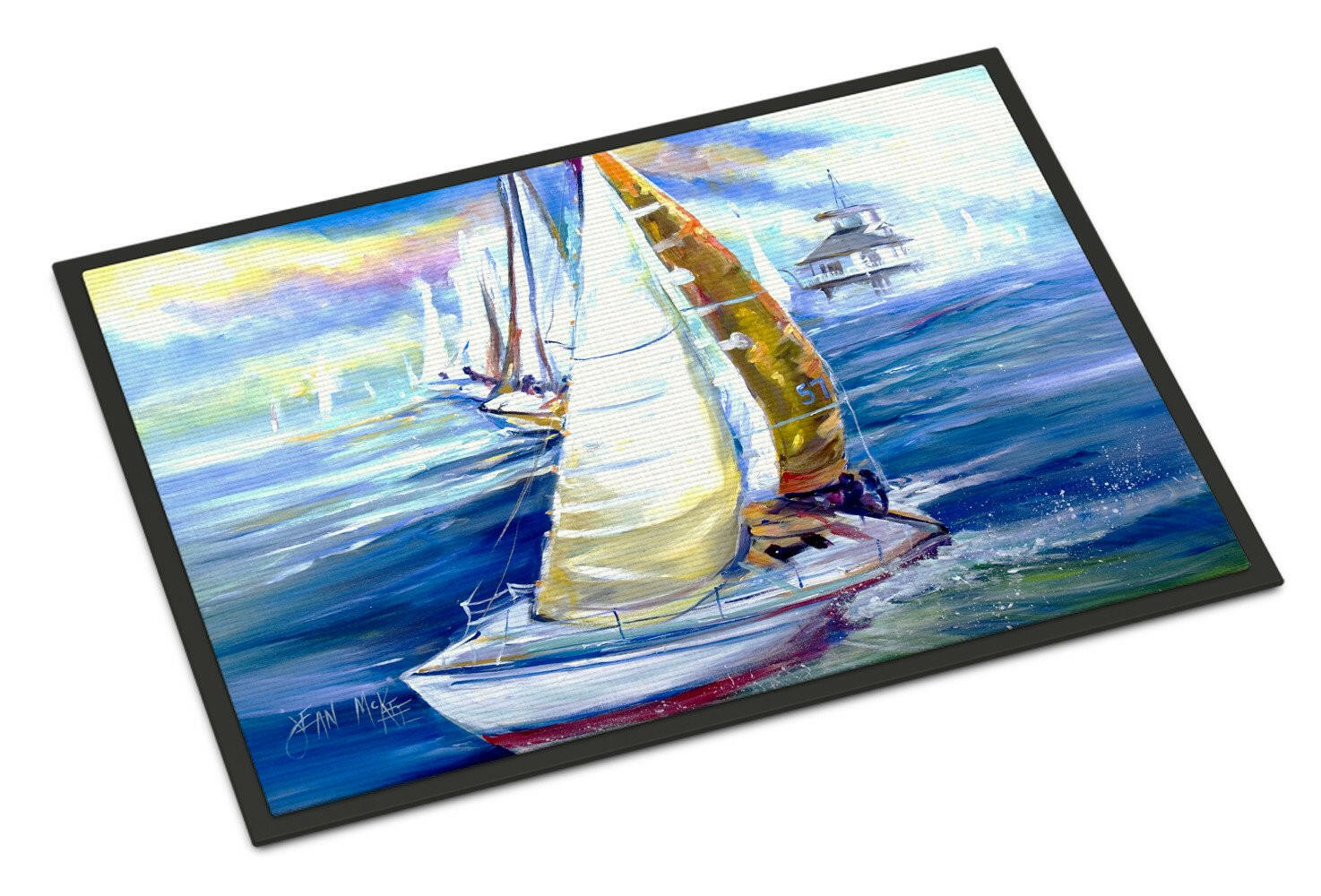 Rock my Boat Sailboats Doormat Indoor Outdoor 18H X 27W Front Door Mat Rugs for Entryway, Non Slip Washable
