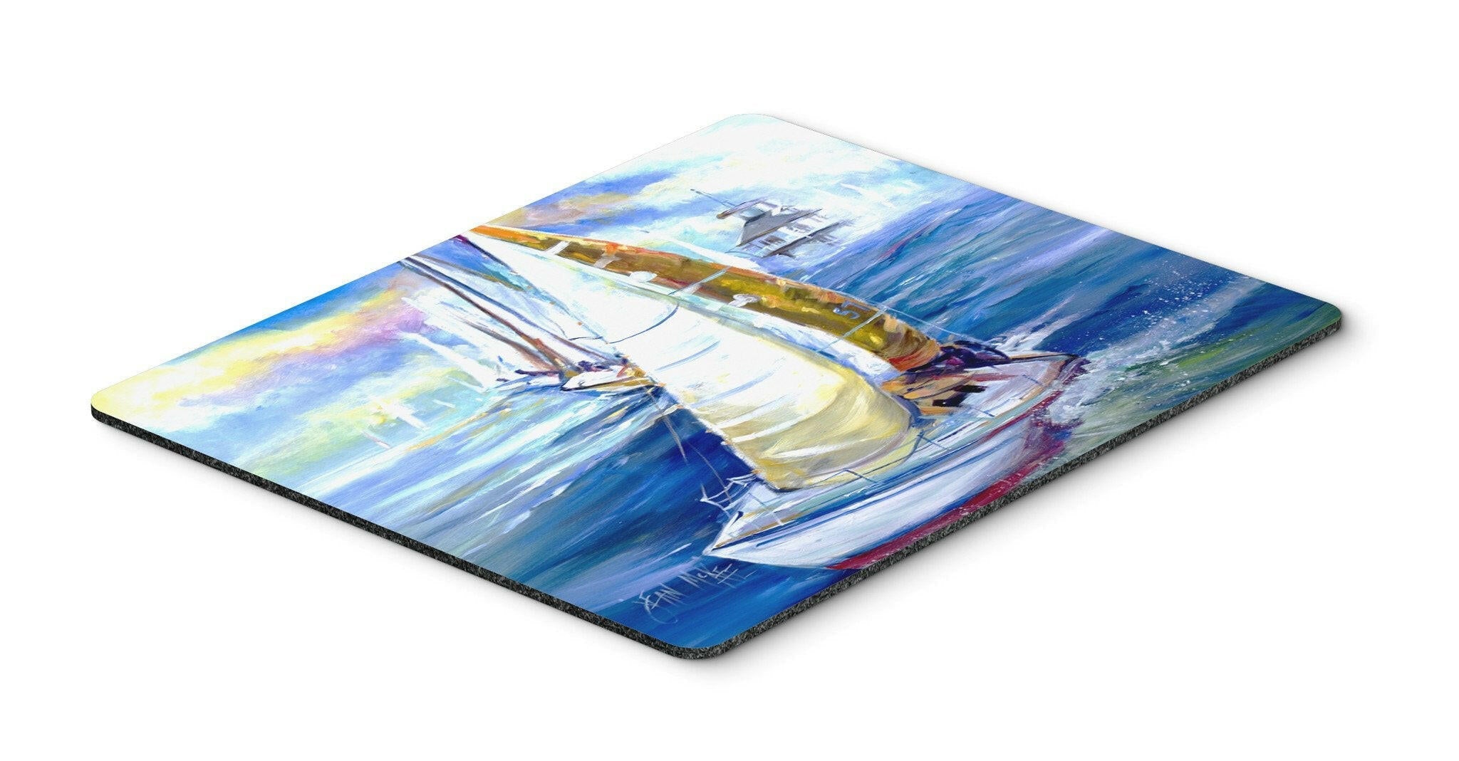 Rock my Boat Sailboats Mouse Pad, Heat Resistant Trivet Hot Pad , Non Slip Rubber Desk Mat, Kitchen Counter Protector, Home Office Decor Gift