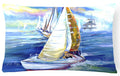 Rock my Boat Sailboats Decorative Throw Pillow 12x16 Indoor Outdoor Accent Cushion, Fabric Cover with Insert for Sofa, Bed, Porch & Living Room