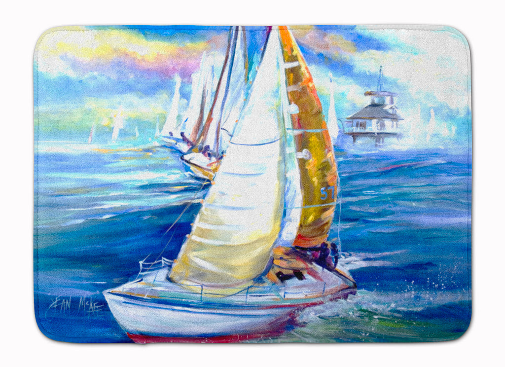 Rock my Boat Sailboats Memory Foam Kitchen Mat Machine Washable Anti-Fatigue Cushion Comfort Bath or Kitchen Rug