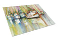 Shrimp Fleet Cutting Board Tempered Glass Kitchen Cutting Surface, Heat Resistant Chopping, Non-Slip Feet, Food Prep & Serving