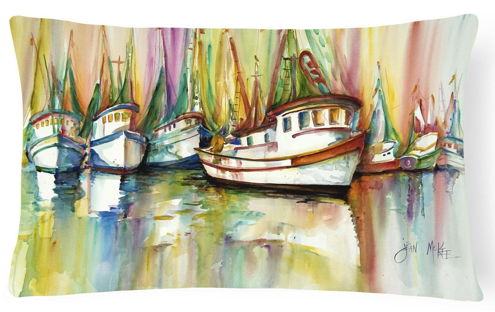 Shrimp Fleet Decorative Throw Pillow 12x16 Indoor Outdoor Accent Cushion, Fabric Cover with Insert for Sofa, Bed, Porch & Living Room