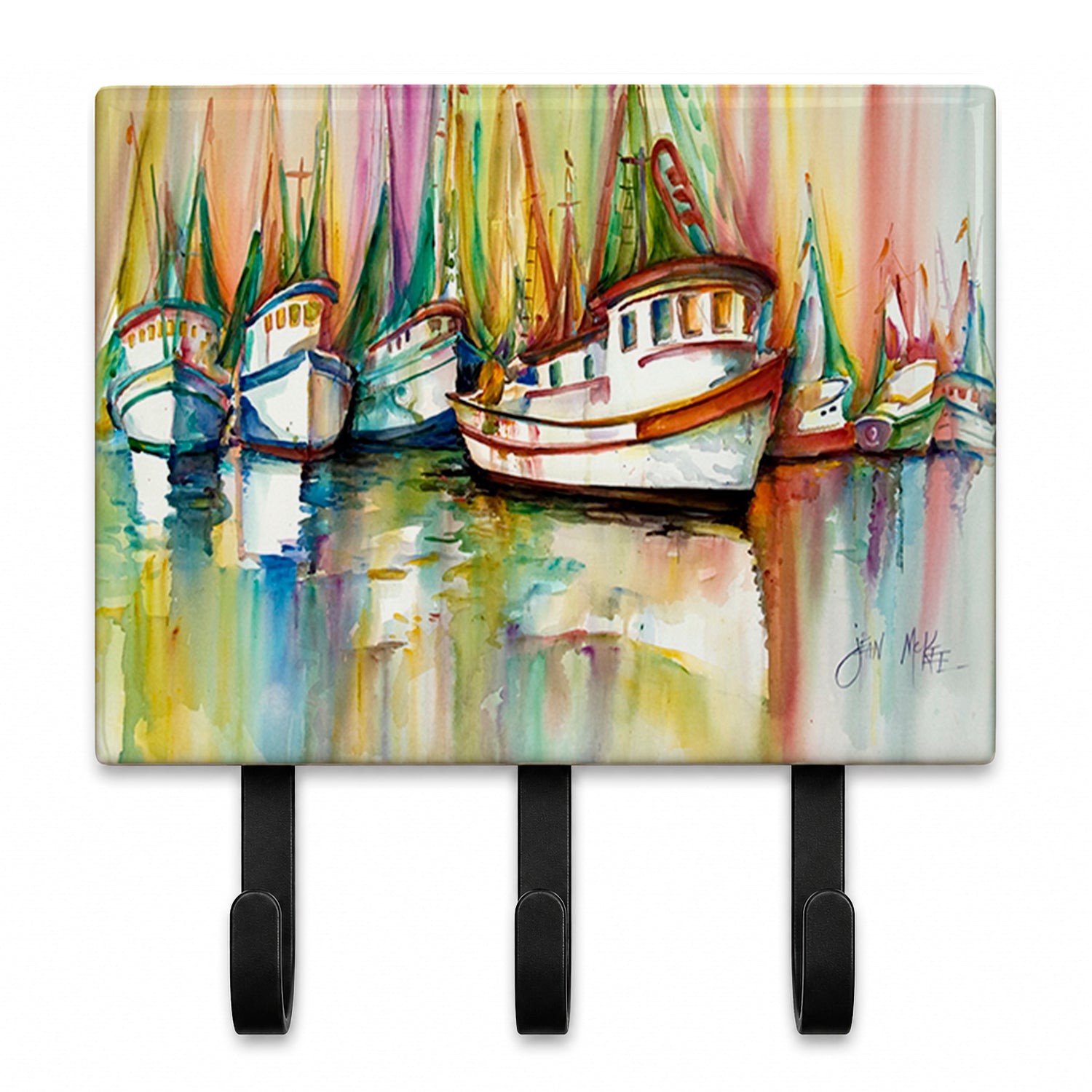 Shrimp Fleet Leash or Key Holder Wall Hooks, Coat Rack Wall Mount, for Hanging Keys, Towels, Aprons, Leashes