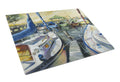 Seven Boats Sailboats Cutting Board Tempered Glass Kitchen Cutting Surface, Heat Resistant Chopping, Non-Slip Feet, Food Prep & Serving