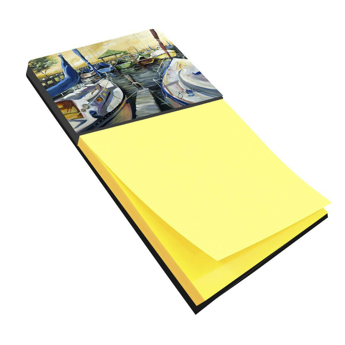 Seven Boats Sailboats Watercolor Sticky Note Holder Refillable Dispenser Desk Accessory 3x3 Pad Gift