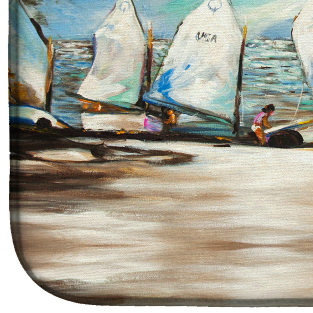 Sailing Lessons Sailboats Dish Drying Mat Absorbent Dish Drying Mat Pad for Kitchen Counter Dish Drainer Mat for Countertop, 14 x 21", Multicolor