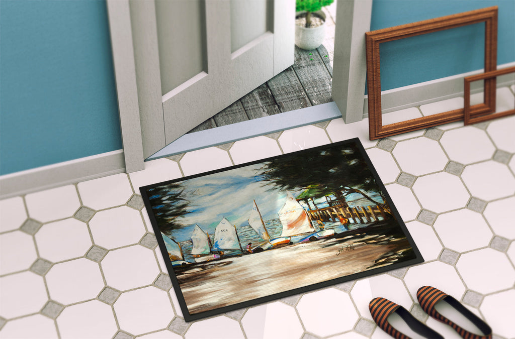 Sailing Lessons Sailboats Doormat Indoor Outdoor 24H X 36W Front Door Mat Rugs for Entryway, Non Slip Washable Low Pile,