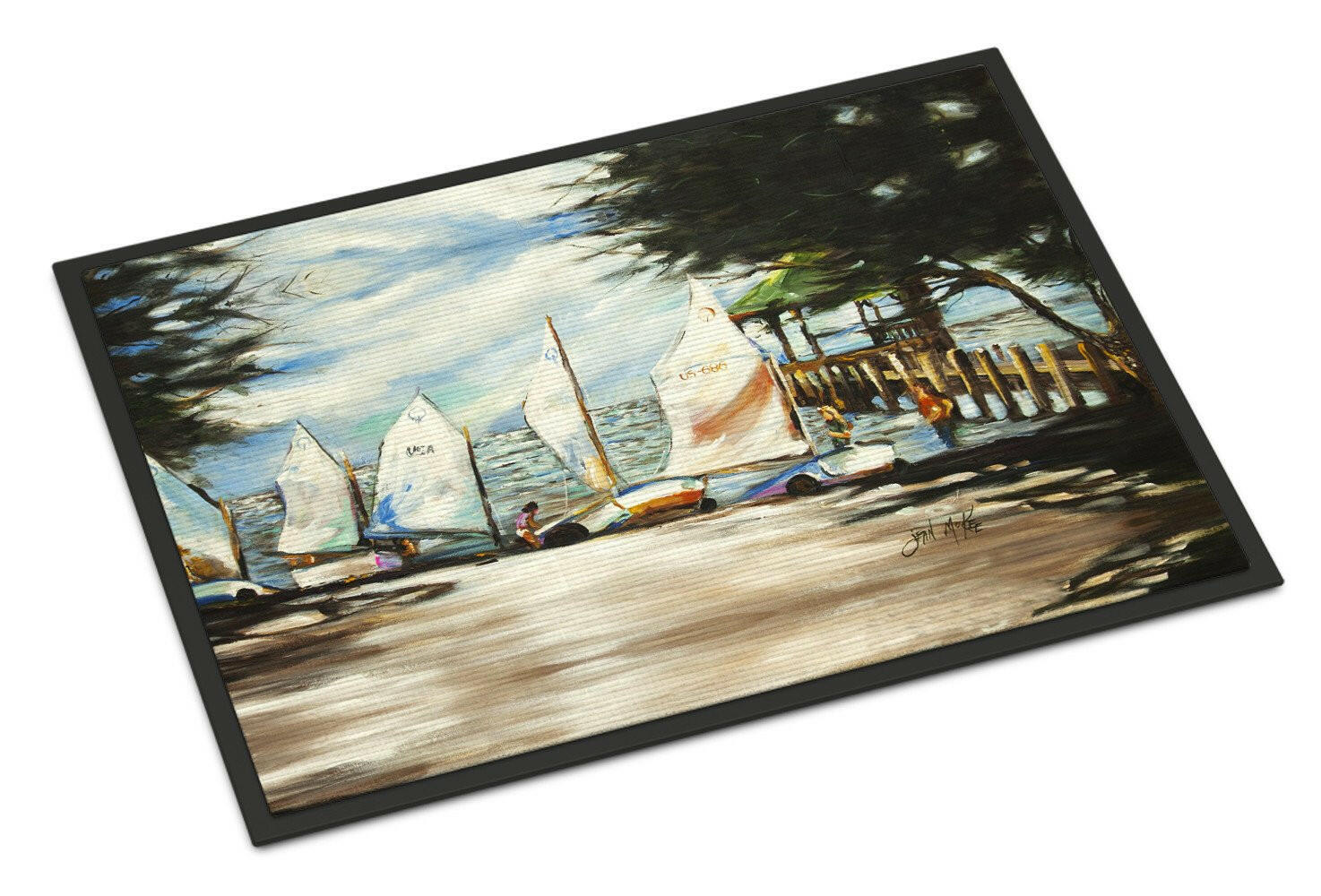 Sailing Lessons Sailboats Doormat Indoor Outdoor 18H X 27W Front Door Mat Rugs for Entryway, Non Slip Washable