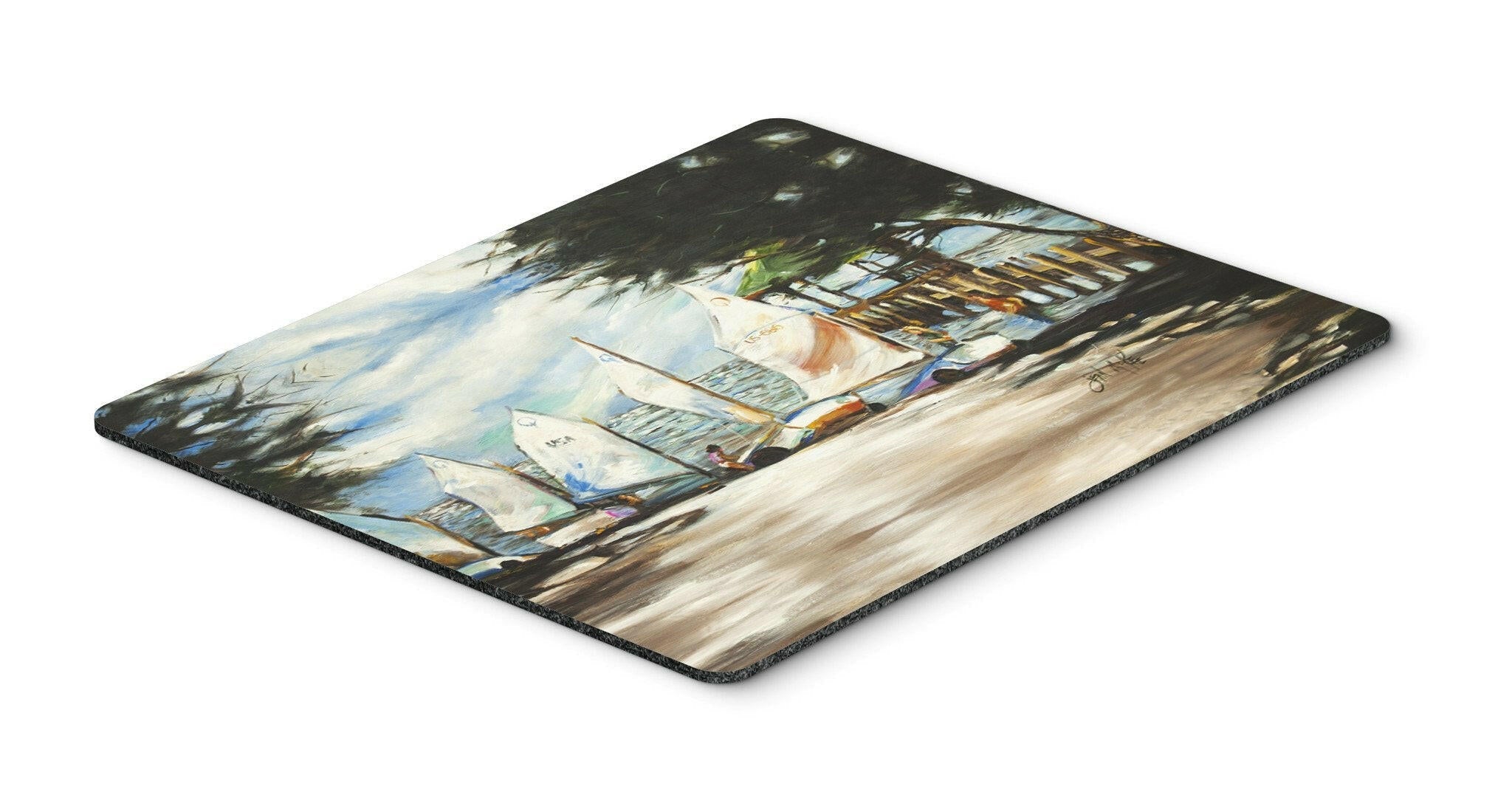 Sailing Lessons Sailboats Mouse Pad, Heat Resistant Trivet Hot Pad , Non Slip Rubber Desk Mat, Kitchen Counter Protector, Home Office Decor Gift