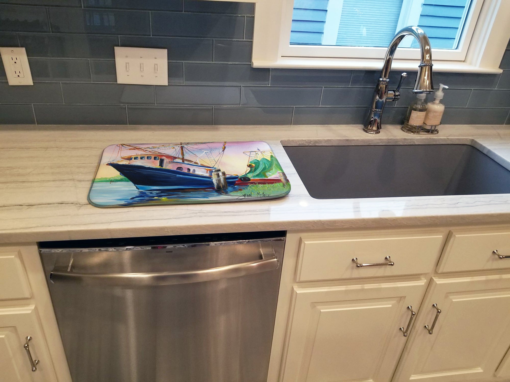 Shrimper Southern Star Dish Drying Mat Absorbent Dish Drying Mat Pad for Kitchen Counter Dish Drainer Mat for Countertop, 14 x 21", Multicolor