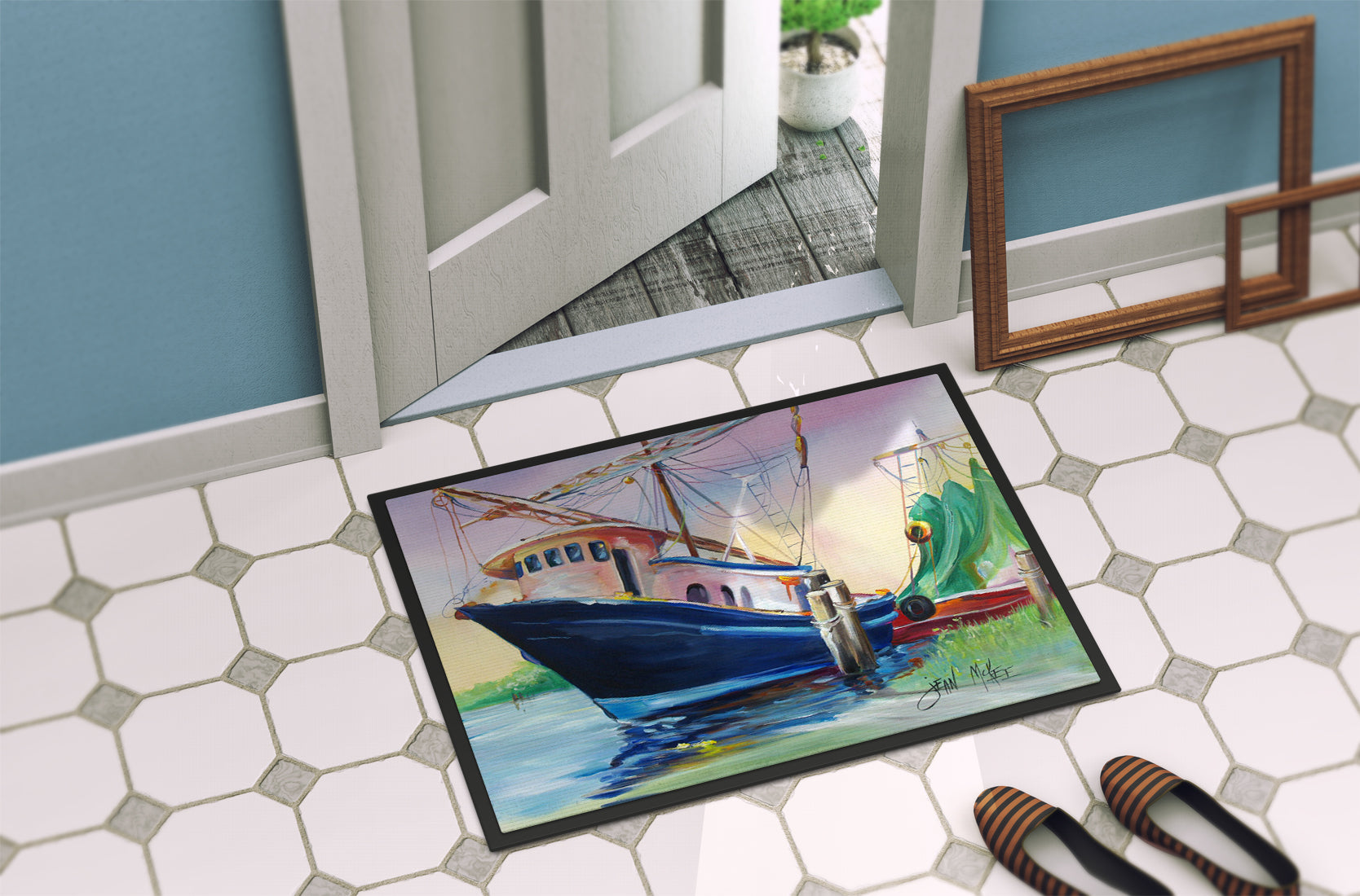 Shrimper Southern Star Doormat Indoor Outdoor 24H X 36W Front Door Mat Rugs for Entryway, Non Slip Washable Low Pile,
