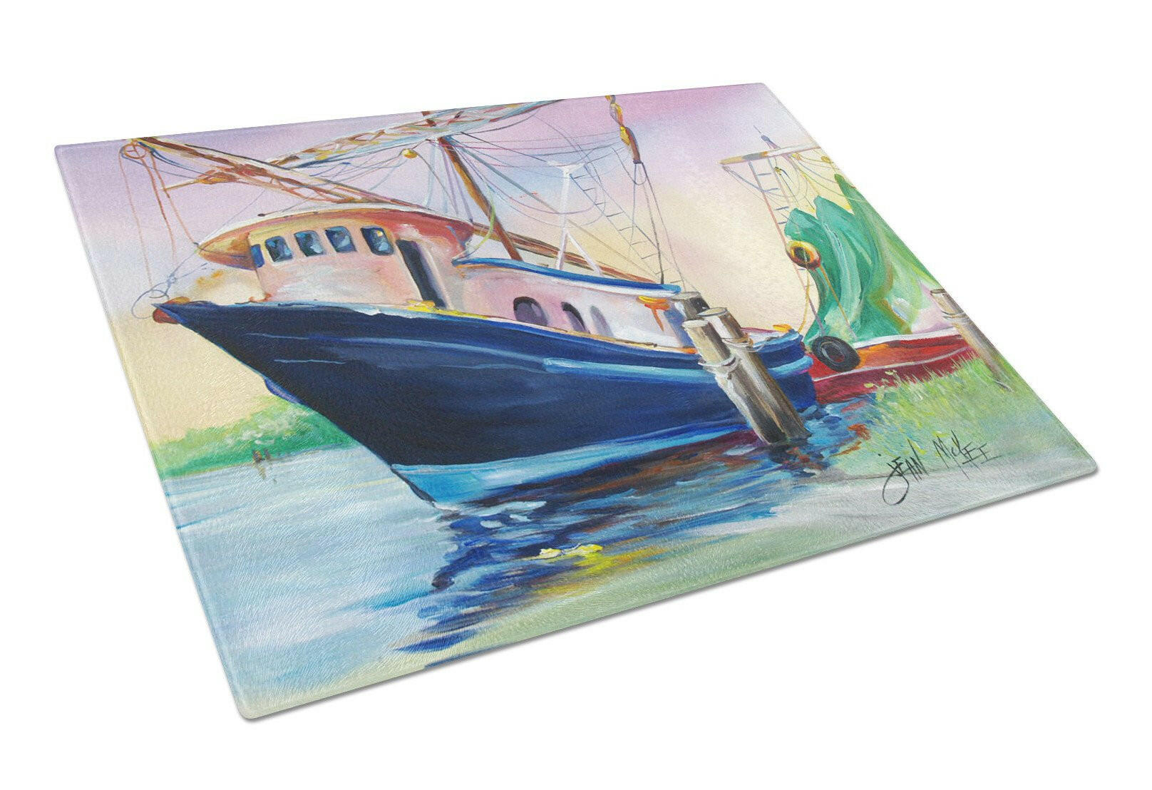 Shrimper Southern Star Cutting Board Tempered Glass Kitchen Cutting Surface, Heat Resistant Chopping, Non-Slip Feet, Food Prep & Serving