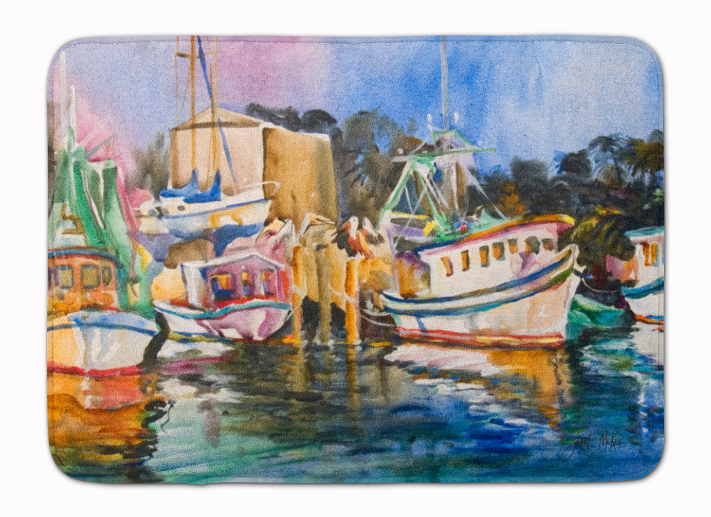Shrimp Boat Warehouse Memory Foam Kitchen Mat Machine Washable Anti-Fatigue Cushion Comfort Bath or Kitchen Rug