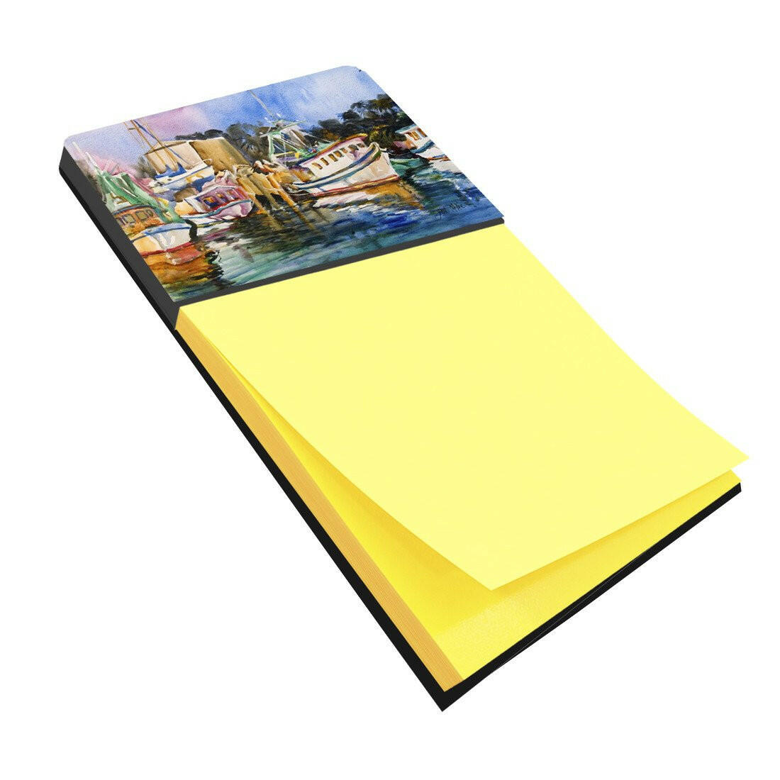 Shrimp Boat Warehouse Watercolor Sticky Note Holder Refillable Dispenser Desk Accessory 3x3 Pad Gift