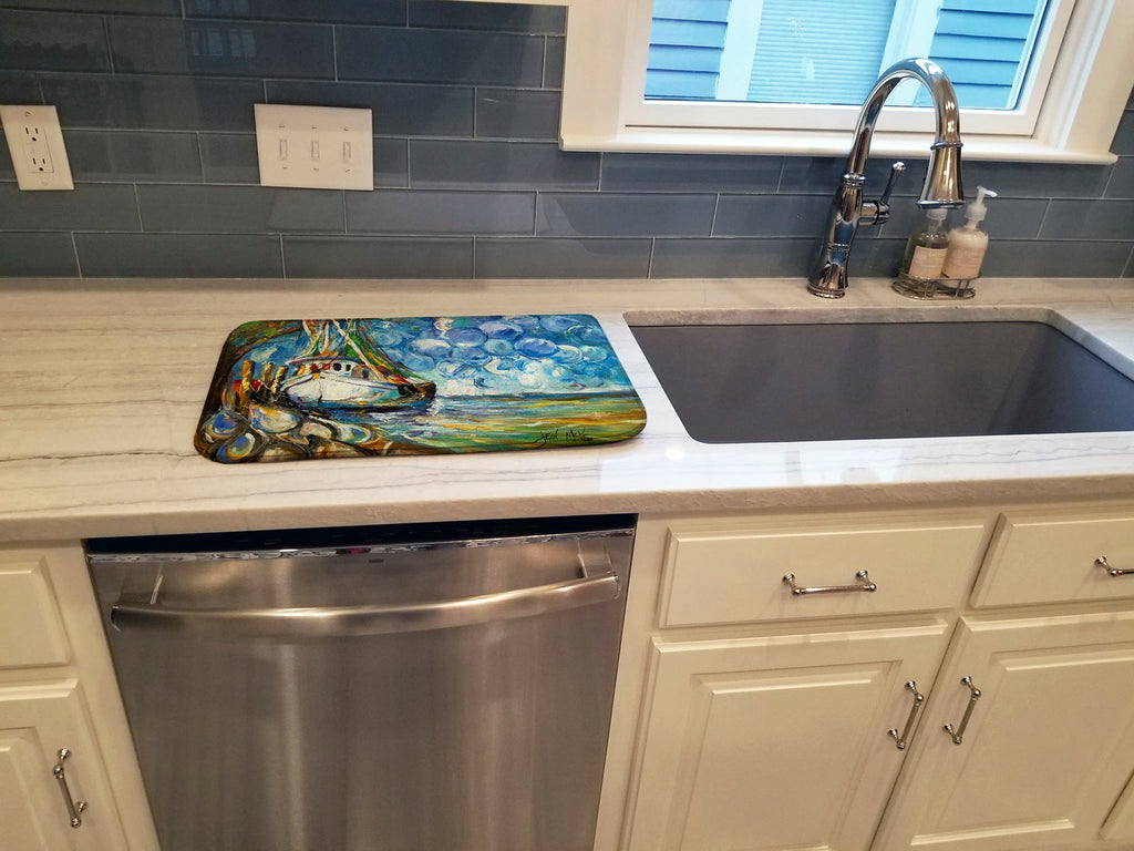 Shrimp Boat  101 Dish Drying Mat Absorbent Dish Drying Mat Pad for Kitchen Counter Dish Drainer Mat for Countertop, 14 x 21", Multicolor