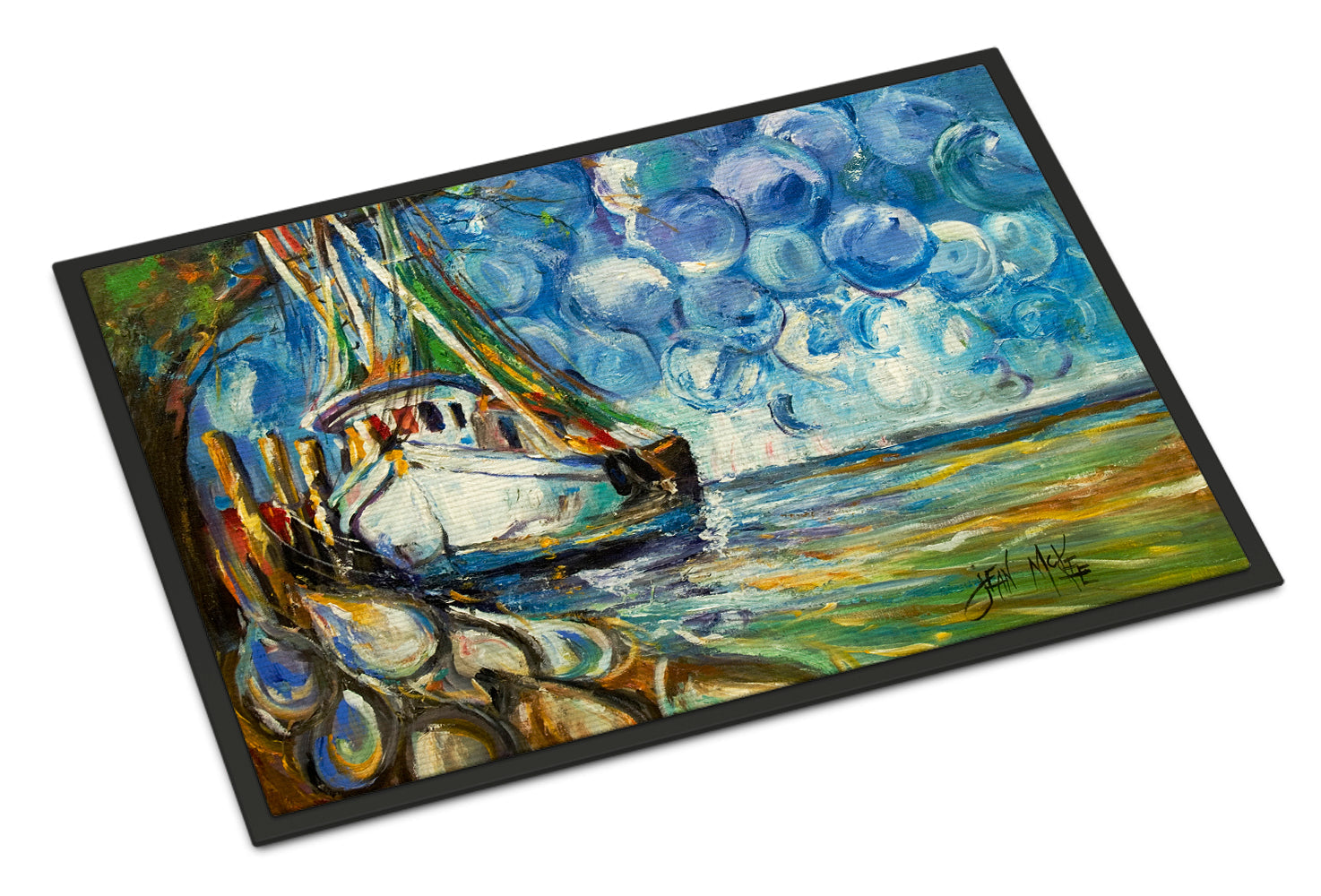 Shrimp Boat  101 Doormat Indoor Outdoor 24H X 36W Front Door Mat Rugs for Entryway, Non Slip Washable Low Pile,