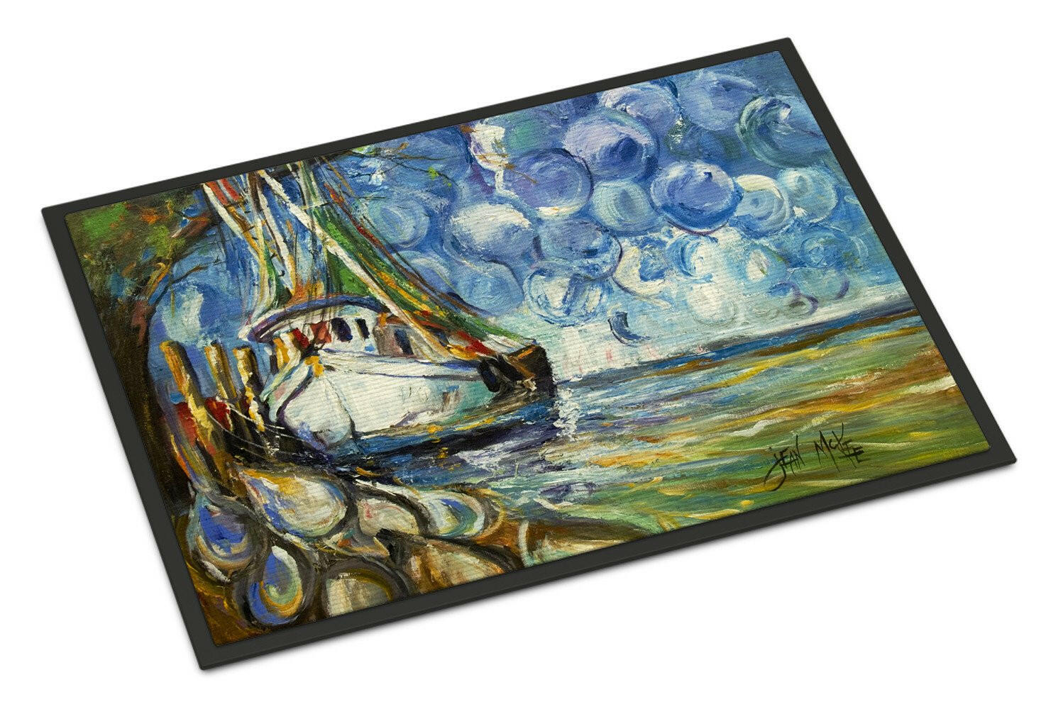Shrimp Boat  101 Doormat Indoor Outdoor 18H X 27W Front Door Mat Rugs for Entryway, Non Slip Washable