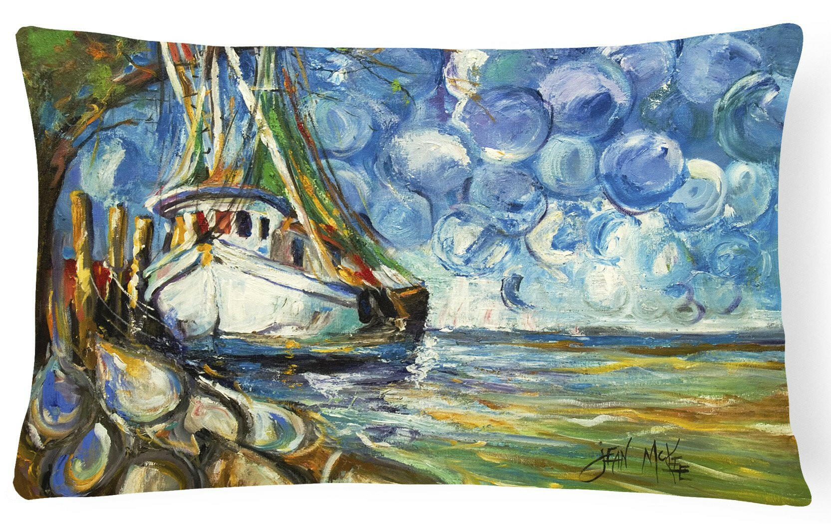 Shrimp Boat  101 Decorative Throw Pillow 12x16 Indoor Outdoor Accent Cushion, Fabric Cover with Insert for Sofa, Bed, Porch & Living Room