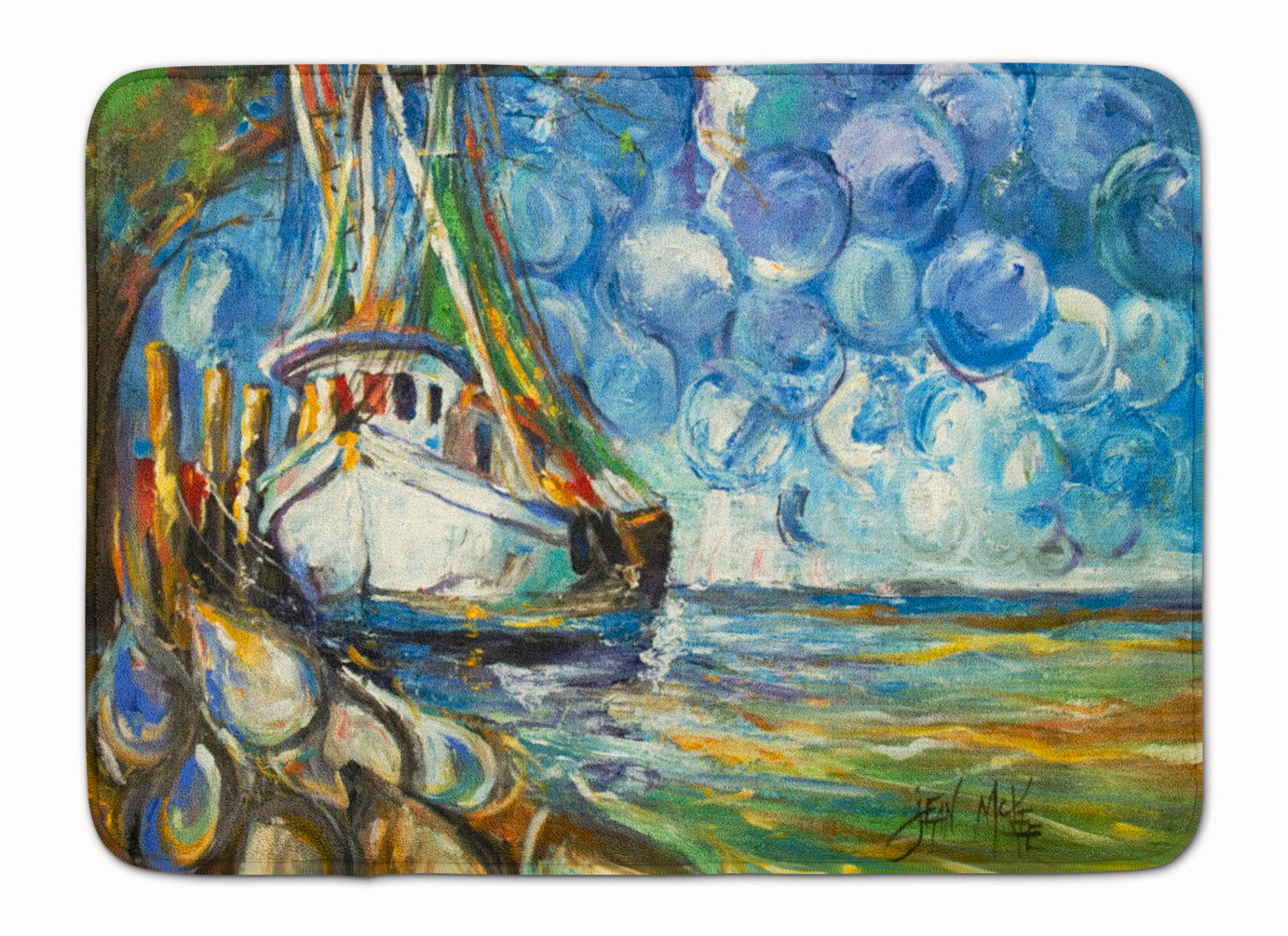 Shrimp Boat  101 Memory Foam Kitchen Mat Machine Washable Anti-Fatigue Cushion Comfort Bath or Kitchen Rug