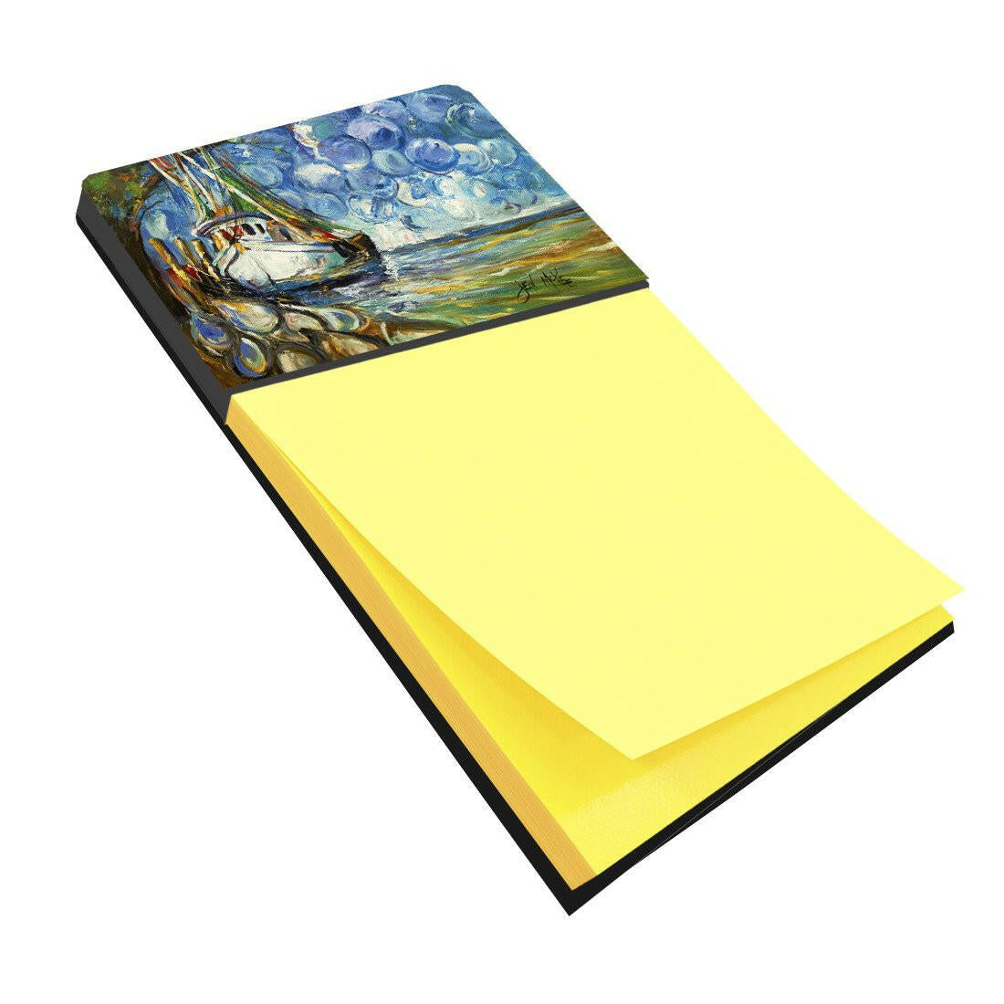 Shrimp Boat  101 Watercolor Sticky Note Holder Refillable Dispenser Desk Accessory 3x3 Pad Gift