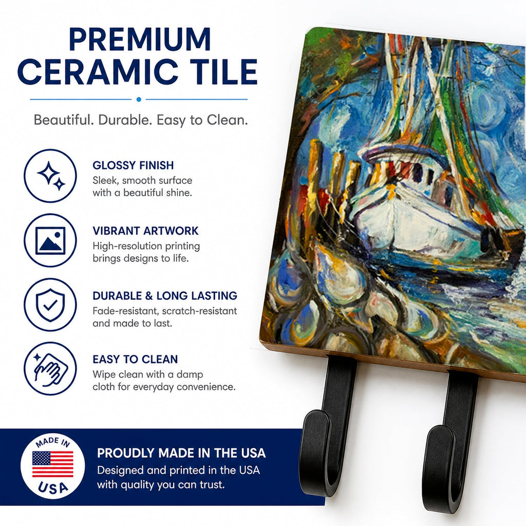 Shrimp Boat  101 Leash or Key Holder Wall Hooks, Coat Rack Wall Mount, for Hanging Keys, Towels, Aprons, Leashes
