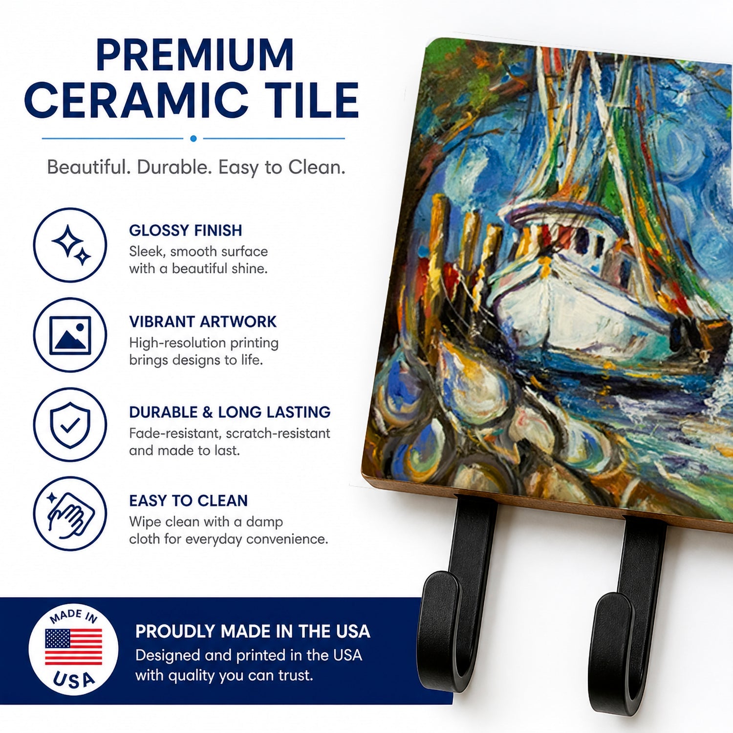 Shrimp Boat  101 Leash or Key Holder Wall Hooks, Coat Rack Wall Mount, for Hanging Keys, Towels, Aprons, Leashes