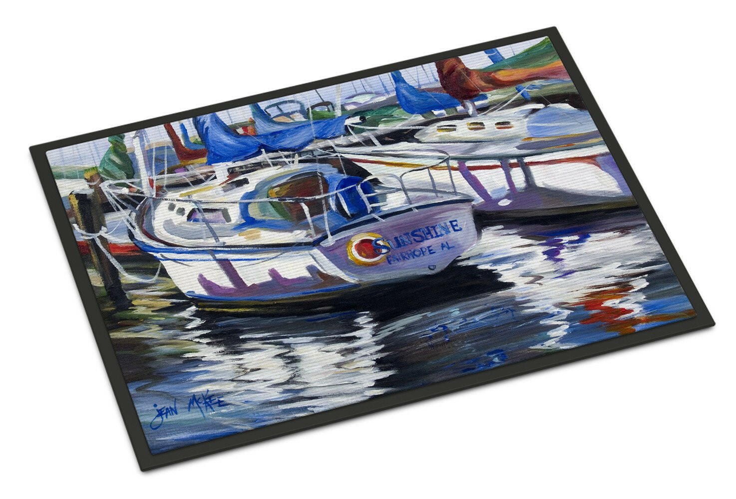 Sunshine Sailboat Doormat Indoor Outdoor 18H X 27W Front Door Mat Rugs for Entryway, Non Slip Washable