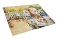 Sunset Bay Sailboat Cutting Board Tempered Glass Kitchen Cutting Surface, Heat Resistant Chopping, Non-Slip Feet, Food Prep & Serving