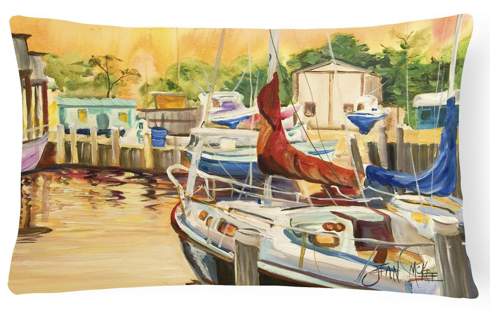 Sunset Bay Sailboat Decorative Throw Pillow 12x16 Indoor Outdoor Accent Cushion, Fabric Cover with Insert for Sofa, Bed, Porch & Living Room