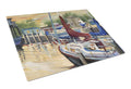 New Sunset Bay Sailboat Cutting Board Tempered Glass Kitchen Cutting Surface, Heat Resistant Chopping, Non-Slip Feet, Food Prep & Serving