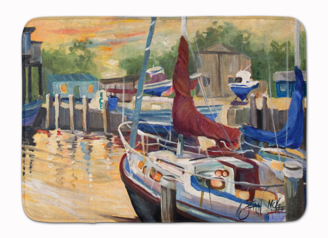 New Sunset Bay Sailboat Memory Foam Kitchen Mat Machine Washable Anti-Fatigue Cushion Comfort Bath or Kitchen Rug