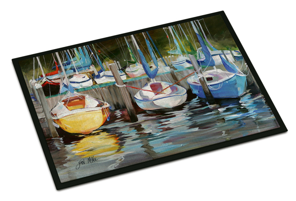 Yellow boat Sailboat Doormat Indoor Outdoor 24H X 36W Front Door Mat Rugs for Entryway, Non Slip Washable Low Pile,