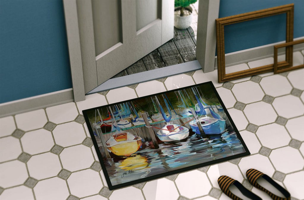 Yellow boat Sailboat Doormat Indoor Outdoor 24H X 36W Front Door Mat Rugs for Entryway, Non Slip Washable Low Pile,