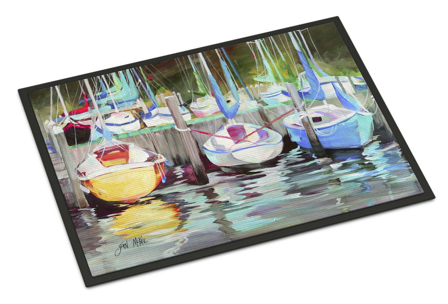 Yellow boat Sailboat Doormat Indoor Outdoor 18H X 27W Front Door Mat Rugs for Entryway, Non Slip Washable