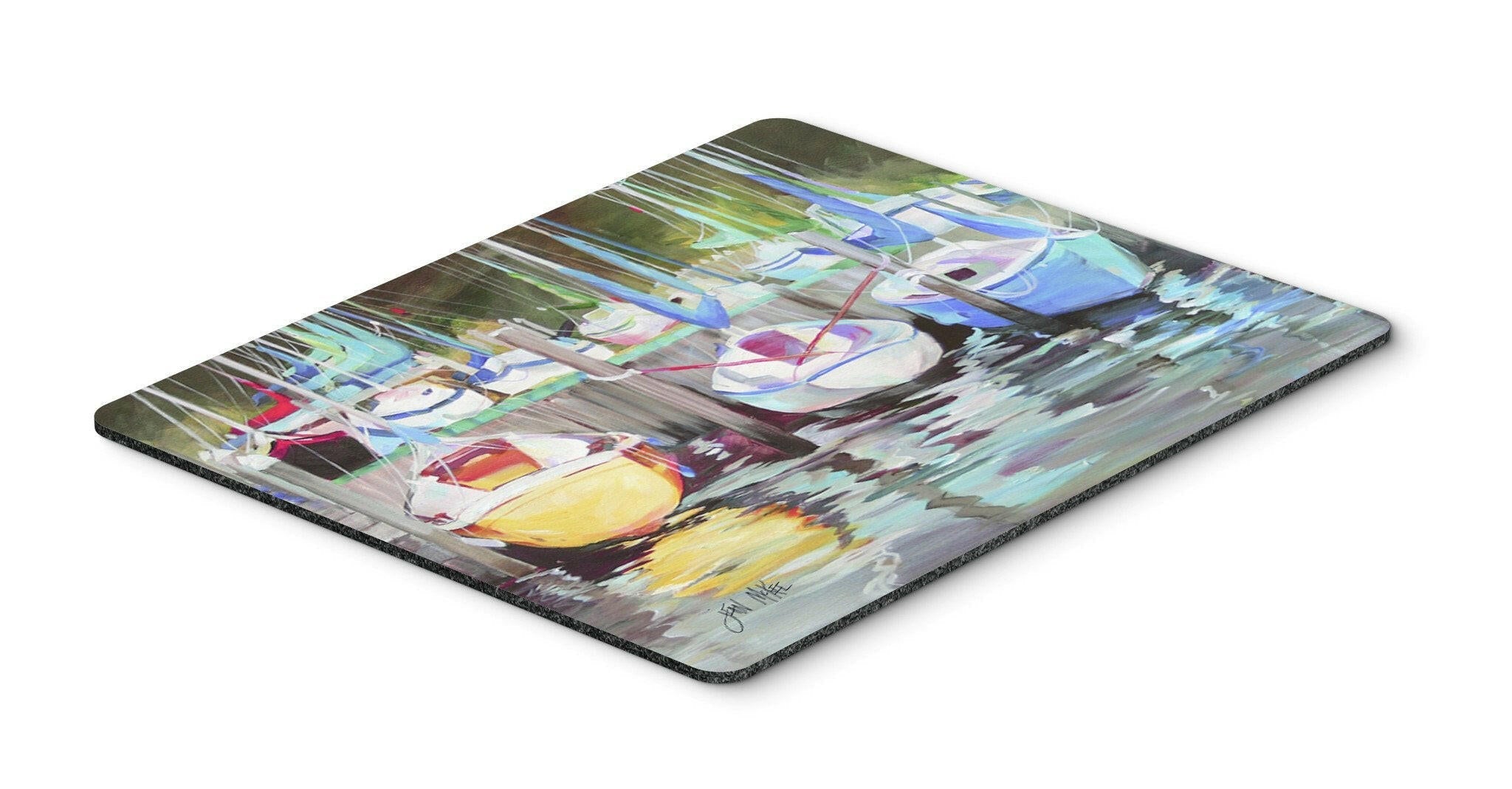 Yellow boat Sailboat Mouse Pad, Heat Resistant Trivet Hot Pad , Non Slip Rubber Desk Mat, Kitchen Counter Protector, Home Office Decor Gift
