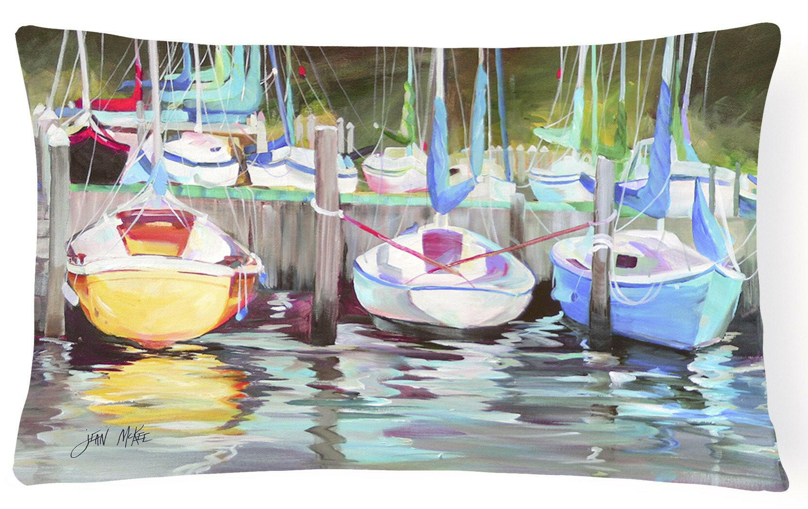 Yellow boat Sailboat Decorative Throw Pillow 12x16 Indoor Outdoor Accent Cushion, Fabric Cover with Insert for Sofa, Bed, Porch & Living Room