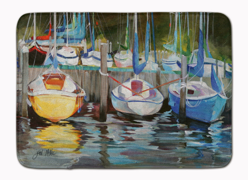 Yellow boat Sailboat Memory Foam Kitchen Mat Machine Washable Anti-Fatigue Cushion Comfort Bath or Kitchen Rug