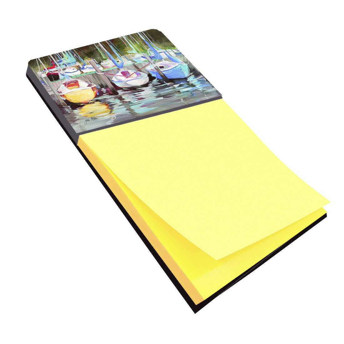 Yellow boat Sailboat Watercolor Sticky Note Holder Refillable Dispenser Desk Accessory 3x3 Pad Gift