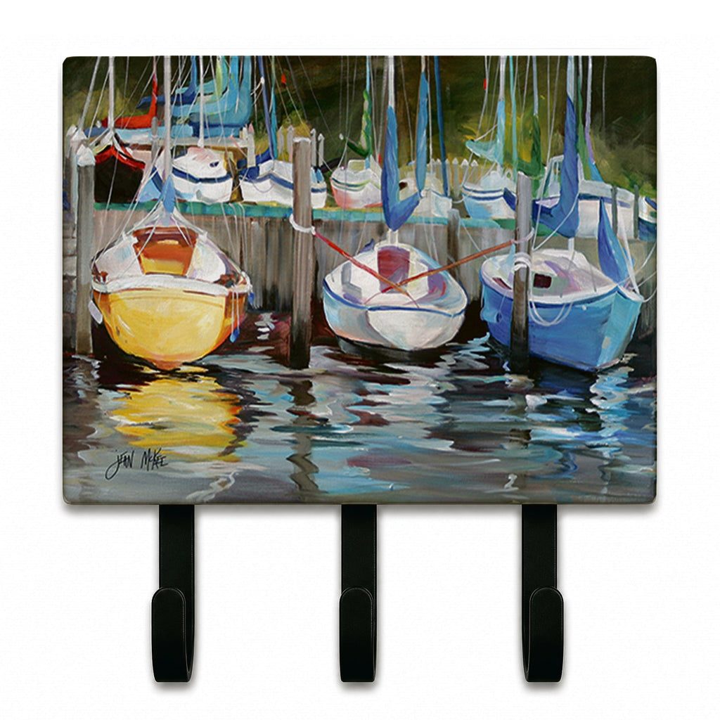 Yellow boat Sailboat Leash or Key Holder Wall Hooks, Coat Rack Wall Mount, for Hanging Keys, Towels, Aprons, Leashes