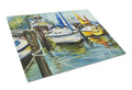 Yellow boat II Sailboat Cutting Board Tempered Glass Kitchen Cutting Surface, Heat Resistant Chopping, Non-Slip Feet, Food Prep & Serving
