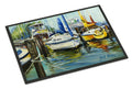 Yellow boat II Sailboat Doormat Indoor Outdoor 18H X 27W Front Door Mat Rugs for Entryway, Non Slip Washable